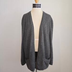 Valentino Boutique Vintage Gray Open Cardigan Side Pockets Silk Cashmere Sweater